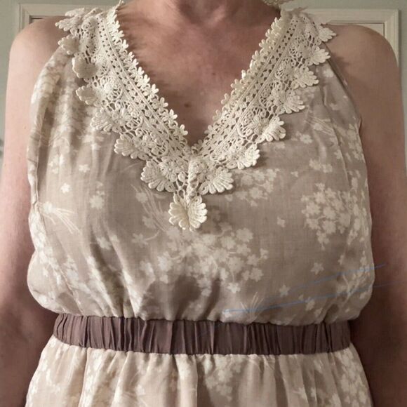 Ryu Womens Dress Sz Large Brown Floral Boho Cottagecore Asymmetrical Hem Country - Picture 3 of 12